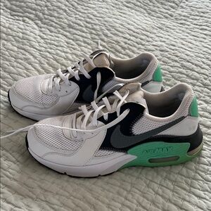 Nike Air Max White and Green Athletic Shoes